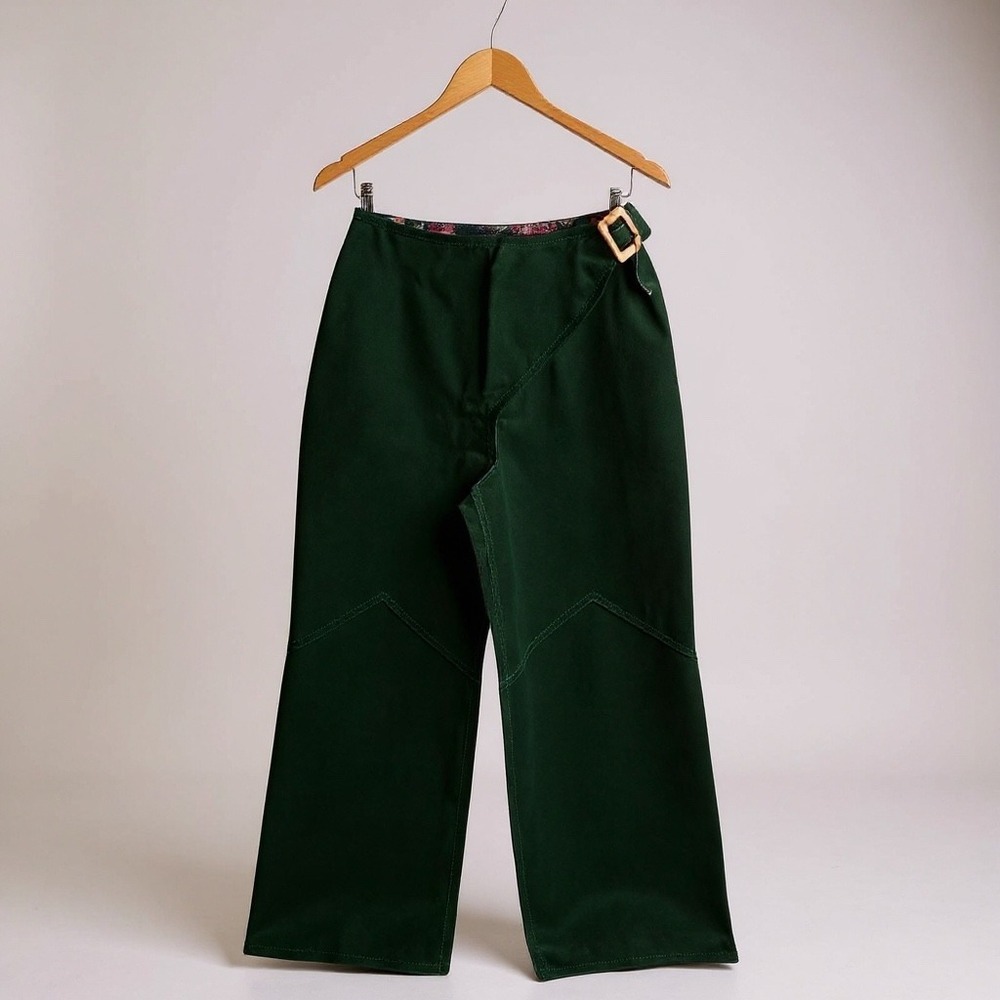 Deadstock 1970s Glen Of Michigan Green Suede‎ Bellbottoms pants  sz 16